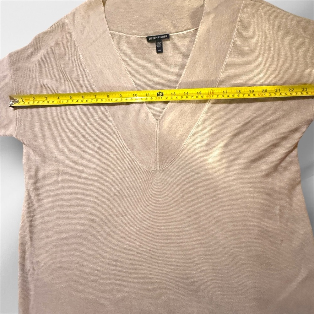 Eileen Fisher Women's Tan Deep V-Neck Knit Sweater Size Lg - Picture 6 of 12